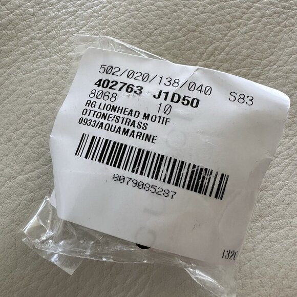 NEW Gucci Lion Head Gold Ring Blue Aquamarine Stone Size 10 IT 5.25 US - Picture 10 of 11